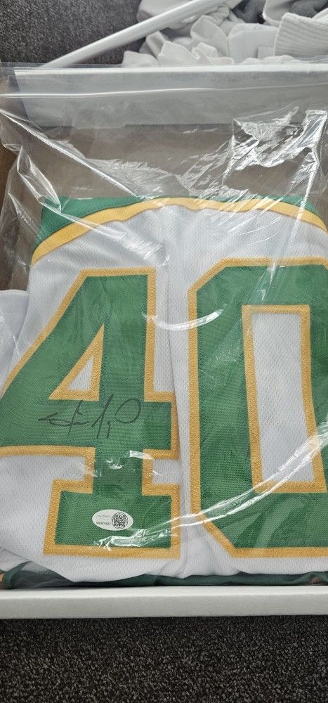 Autographed/Signed SHAWN KEMP Seattle Green Basketball Jersey JSA COA Auto Size Xl