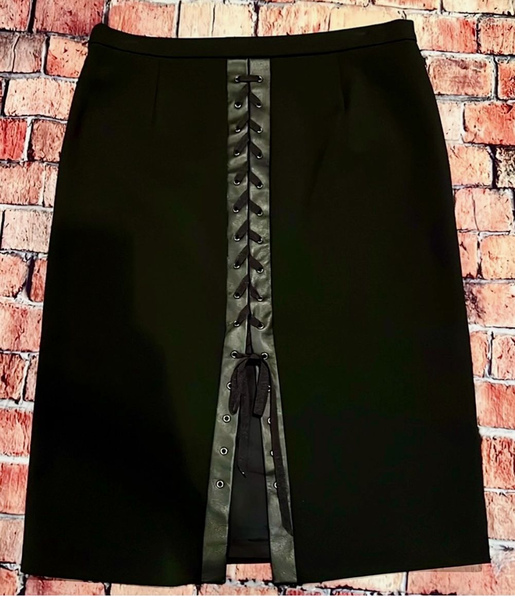 BCBG Black Pencil Skirt With Lace Up Back