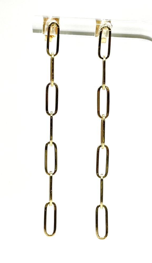 Modern Elegance: 18KT Yellow Gold Chain Drop Earrings