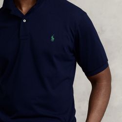 Polo Ralph Lauren Men’s Pima cotton Polo Shirt,  Navy w/ green embroidery horse, Size XL 