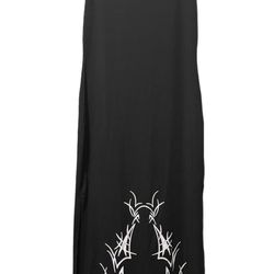 Shein (J) Womans Gothic Print Maxi Dress Sz L Bodycon Turtleneck Sleeveless EUC