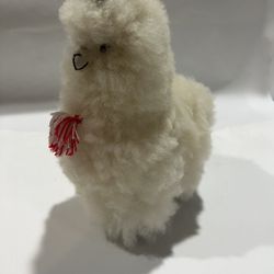 REAL Alpaca Fur Stuffed Plush Llama Toy Animal Figure Souvenir Fluffy 9”H 6”W