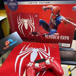 Play Station 4 Pro, Spider-Man Edition, Cords, Headphones And A Controller 