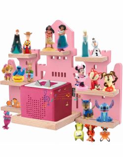 Castle Shelf for Audio Player 1 & 2, Magnetic Wall-Mounted Wooden Storage Floating Rack for 15-25 Story Characters & Audio Player & Charging Station,
