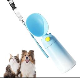Gradient Blue Portable Dog Water Bottle, Stainless Steel
