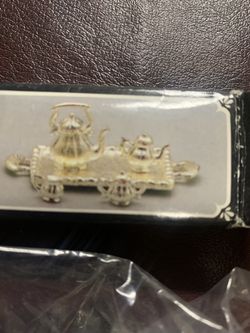 Dollhouse Miniature 5-Piece Silver metal Tea Set with Tray