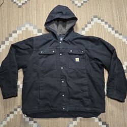 Carhartt Men's Sherpa-Lined Utility Jacket - Relaxed Fit - Washed Duck Size 2XL 