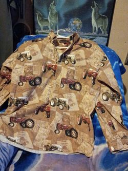 Bit and Bridle Brushed Cotton Tractor Theme Long Sleeve Shirt Sz Large