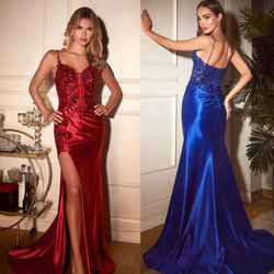 New With Tags Satin Fitted Glitter Long Formal Dresses & Prom Dresses $216