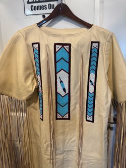 AWESOME LEATHER beaded fringe dress, medium