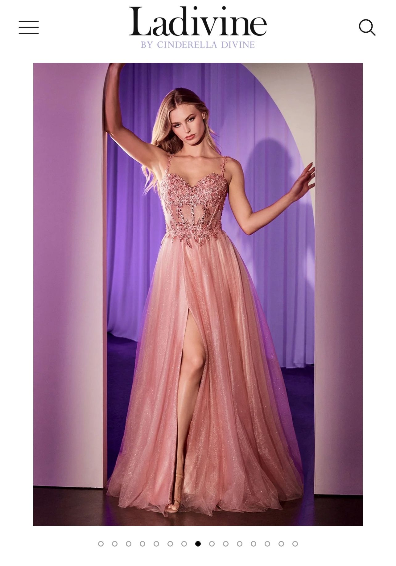 Rose Gold Ladivine Cinderella Evening Gown Size 12