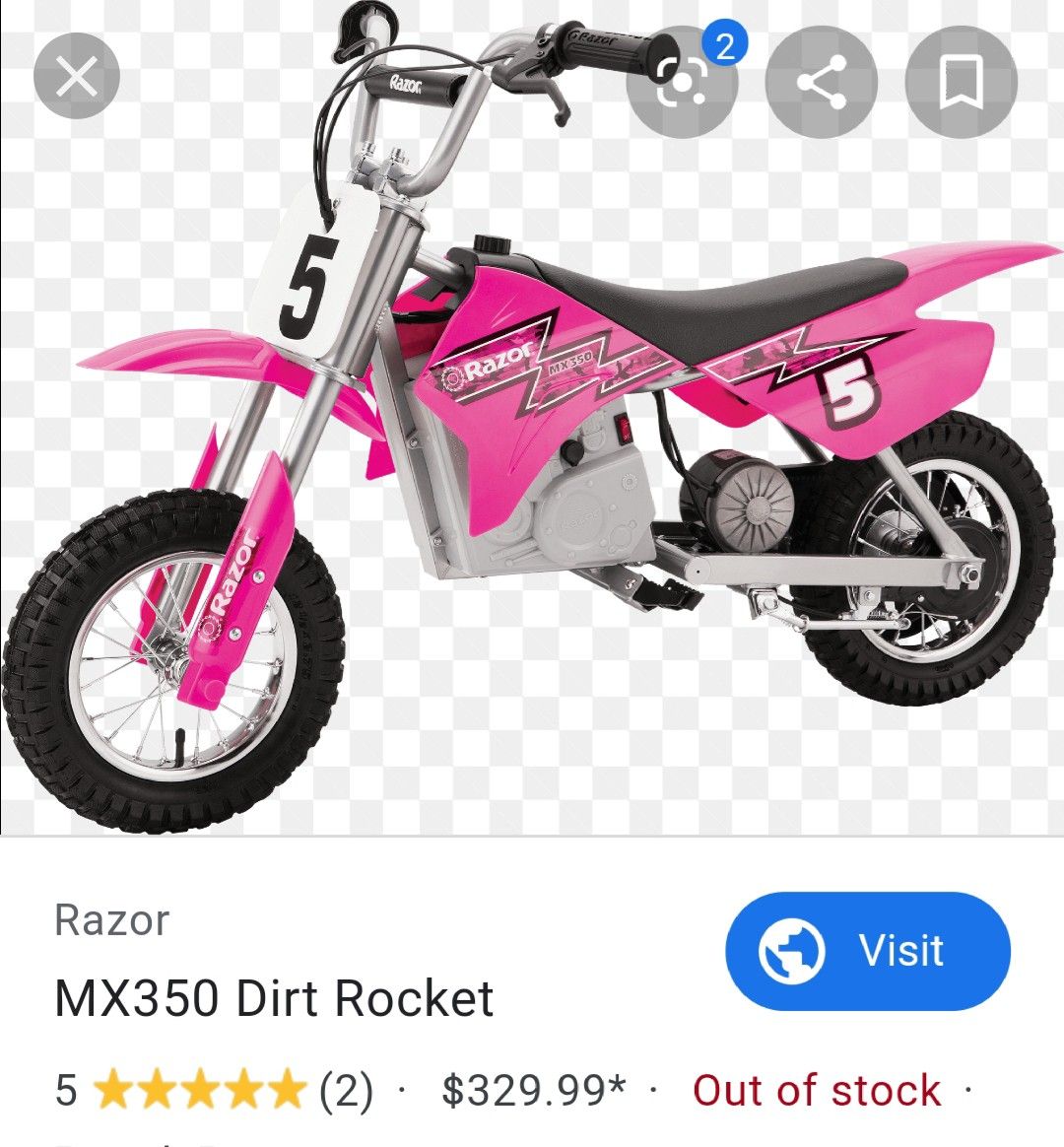 Pink Razor mini dirt bike mx350