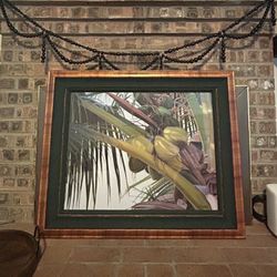 Signed Beautifully Framed Gary Reed Lithograph Coconut Grove Hawaii Tropical Art