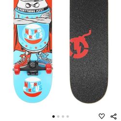 Nitro Circus Red Skateboard, Complete, (31" Inch x 7.75" Inch) 9 Ply Maple, 53mm Wheels, Brand New