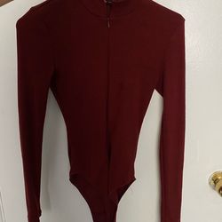 Burgundy red bodysuit fashion nova