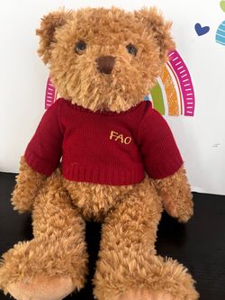 TEDDY BEAR - 14 inch with red sweater - FAO SCHWARZ