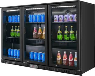Back Bar Cooler with 3 Glass Doors Counter-Height Beverage Refrigerator