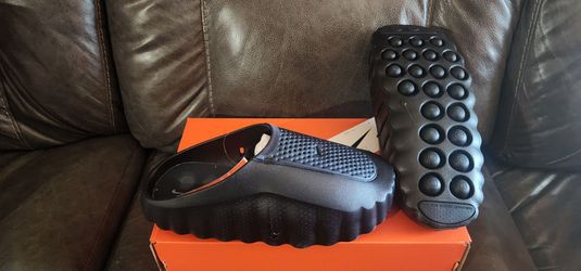 DS Nike Mind 001 AMP Slide Pregame Mules Triple Black size 9 Anthracite Cool Grey Gray