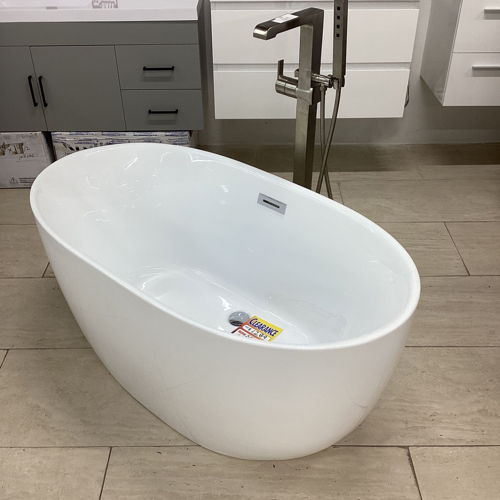 51” Sea breeze White Acrylic Freestanding Bathtub Built In Metal Frame With Adjustable Feet