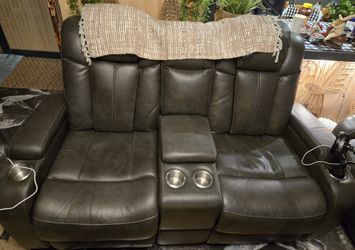 Leather sofa and love seat