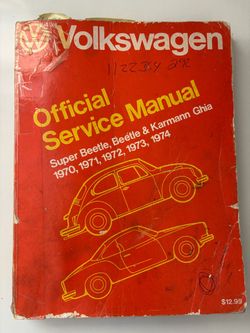 VW Official Service Manual Super Beetle & Karmann Ghia 1970–1974