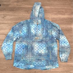 GUESS x ALCHEMIST BLUE PAISLEY PULLOVER HOODIE PRE-OWNED SIZE XL
