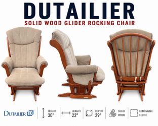 Dutailier Solid Wood Glider Rocking Chair w/ Removable Cushions