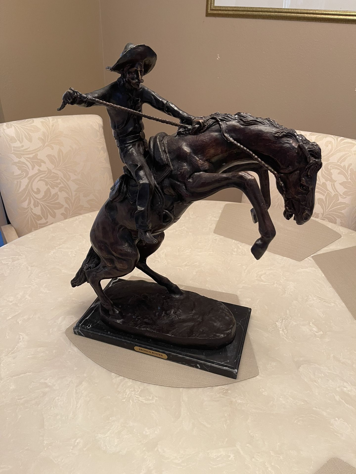 Antique Remington Horse Statue Bronco Buster