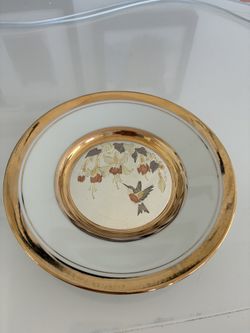 Vintage Chokin Hummingbird Plate