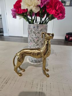 Art Deco Greyhound Whippet Dog Statues 7.5" Height Brass Brutalist