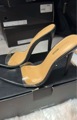 Fashion Nova Black High-Heeled Mules