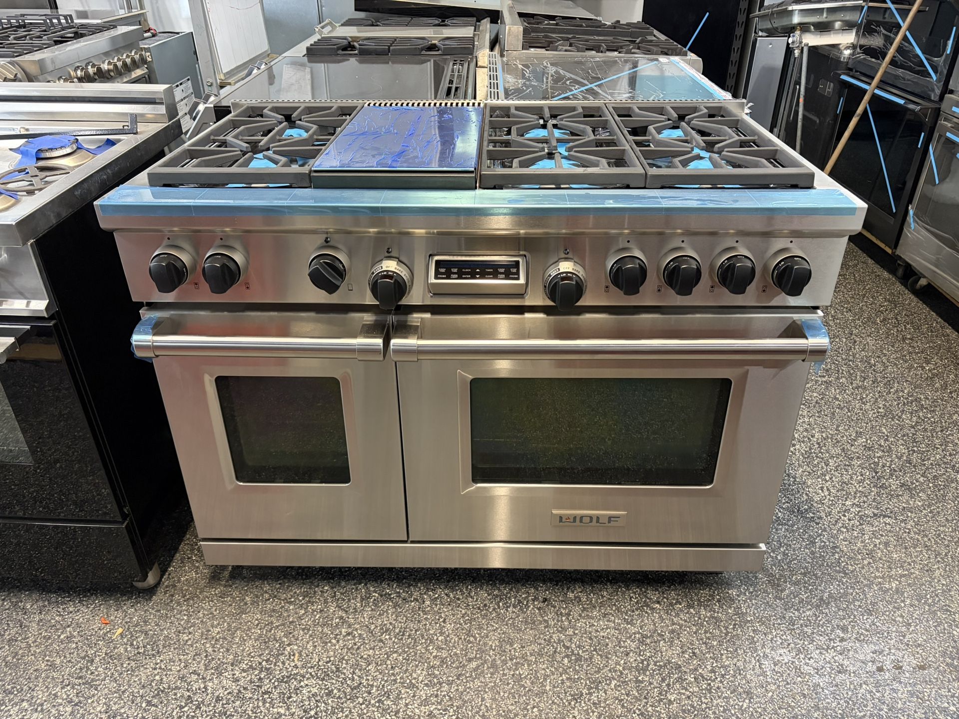 Wolf Stainless Steel 48” Range Stove Dual Fuel + Griddle Used
