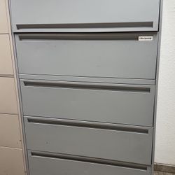 Sleek Heavy-Duty 5-Drawer Grey Metal Filing Cabinet 64" x 42" x 18"