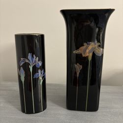 Vintage Blue Iris and Golden Iris Otagiri Vases