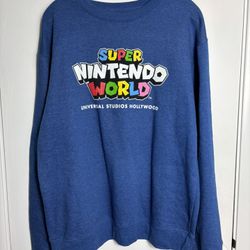 Universal Studios Hollywood Super Nintendo World Logo Crew Fleece Sweater Sz LG