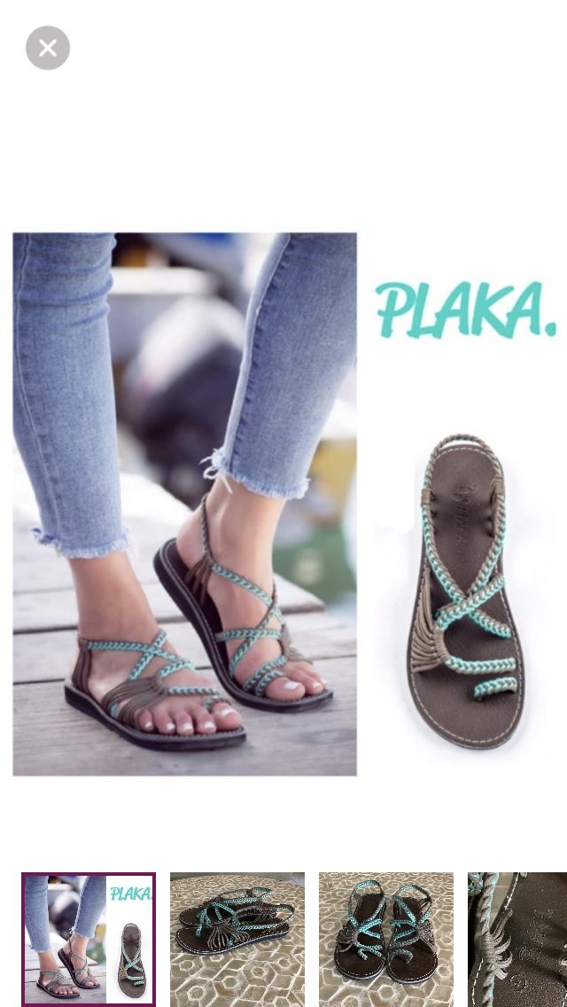 Plaka Palm Leaf Flat Women's Sandals in Turquoise (8)
