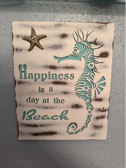 Like New Beach Themed Seahorse Wall Art Picture, Size 12 x 9.5
