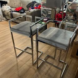Grey And Chrome Bar Stools Set Of Two 150 Obo