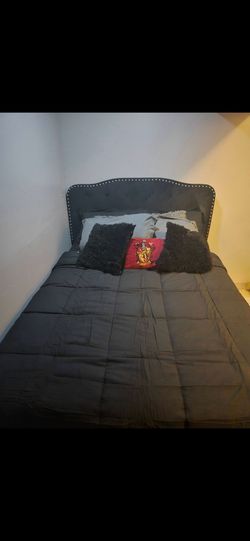 Full size black velvet bed frame
