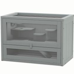 2-Level Hamster/Mouse Cage ~NEW IN BOX~ w Openable Top, Door, Shelf, Ladder~Gray~23x13.75"x16