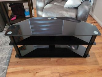 3-Tier Black Glass TV Stand