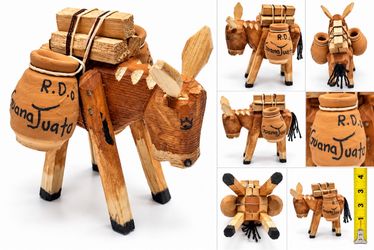 Handmade Wooden Donkey Figurine Guanajuato Souvenir