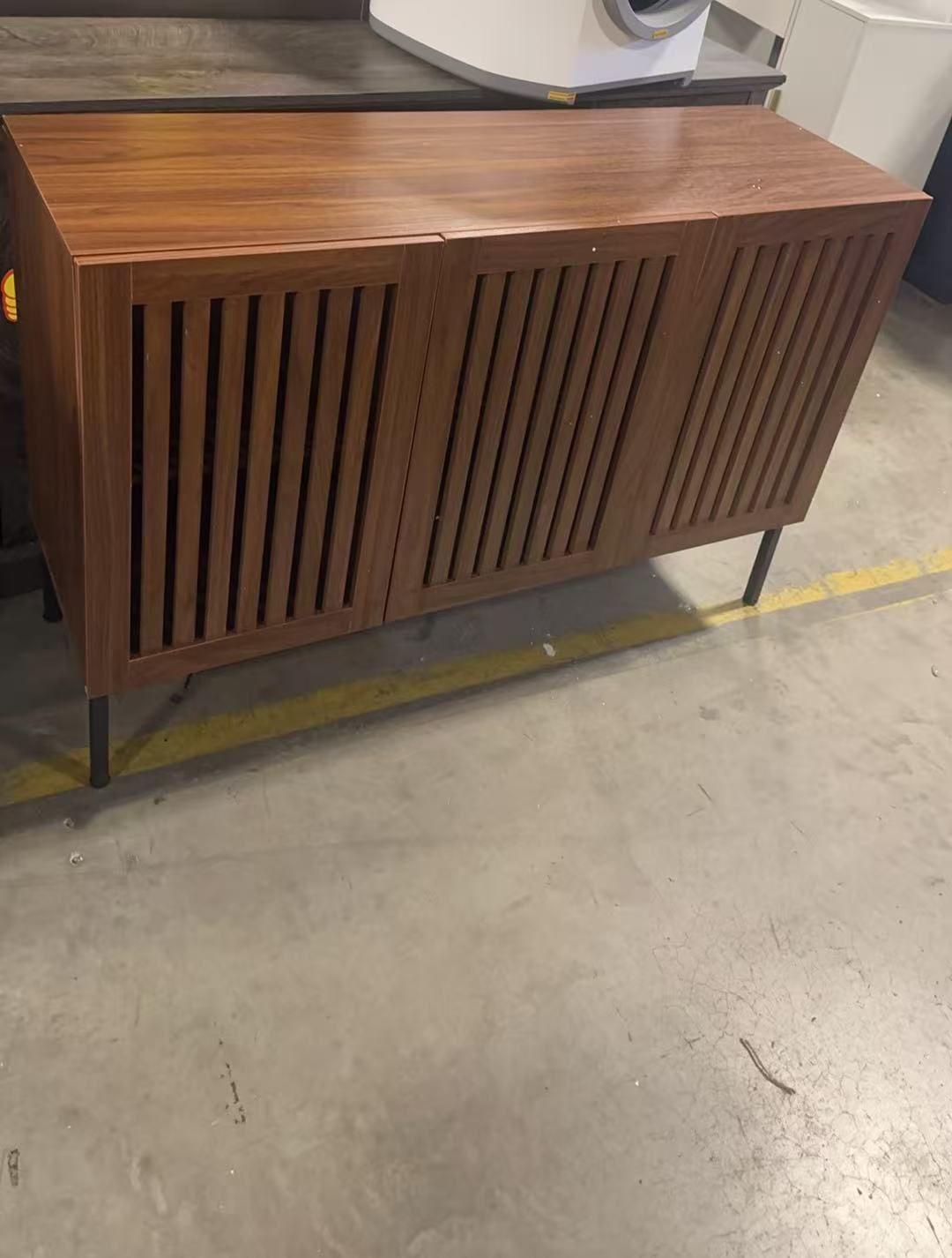 Cabinet,47.2" Farmhouse Buffet Cabinet with Metal Base and Adjustable Shelves,Sideboard Coffee Bar with 3 Doors for Kitchen,Dining Room,Living Room,Br