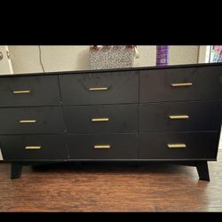 9 Drawer Wooden Black Dresser 