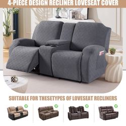 4-piece Design Recliner Loveseat Cover 