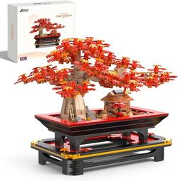Wise Block Japanese Red Maple Bonsai Tree Building Toy Set for Adults - 900 Pcs Artificial Bonsai Tree Building Blocks for Adults, Home Office Decor 1