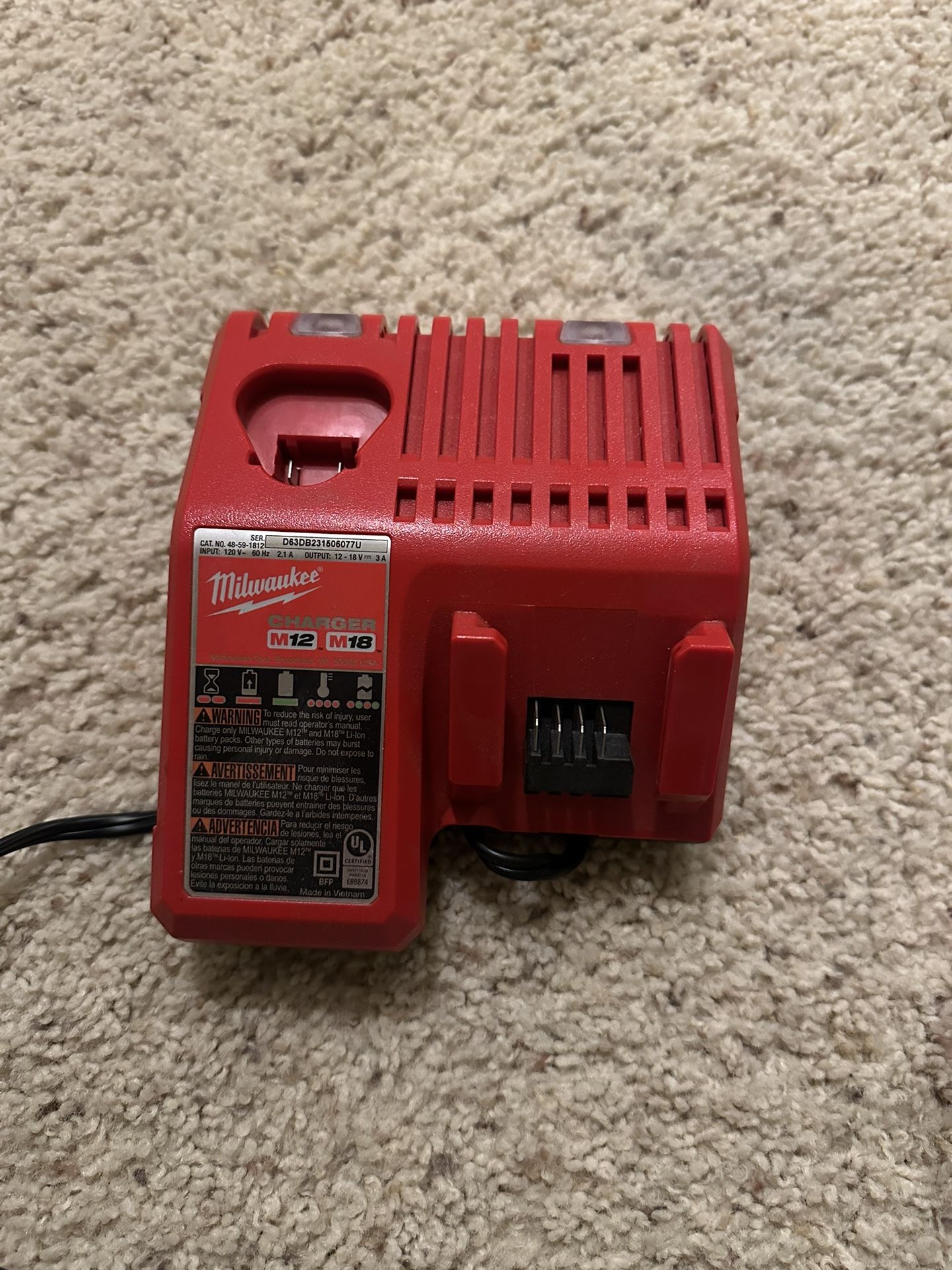 Milwaukee M12/M18 Multi-Voltage Charger — Brand New, compatible with both M12 and M18 batteries, Tool Only (charger without batteries).