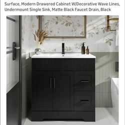 Brand New Eclife 36” Bathroom Vanity Set – Matte Black
