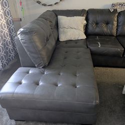 Dark Grey Leather Couch