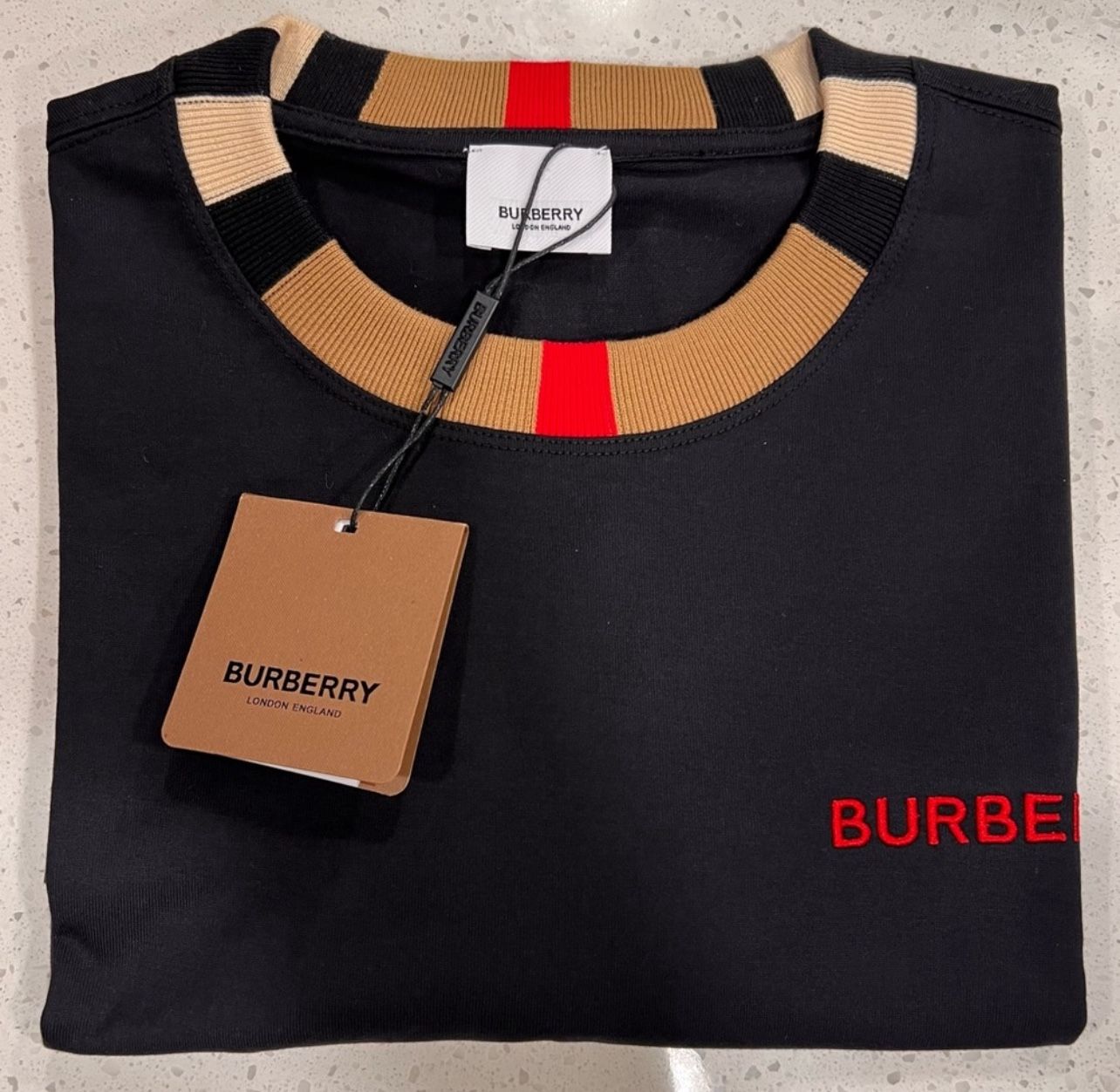 Burberry Men's Icon Strip Collar T-Shirt
